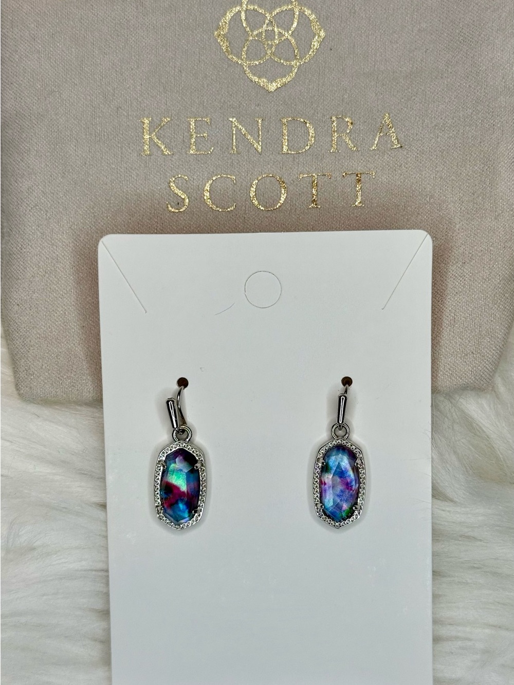 Kendra Scott Lee Silver Drop Earrings in Watercolor Illusion ✨ - Picture 5 of 16